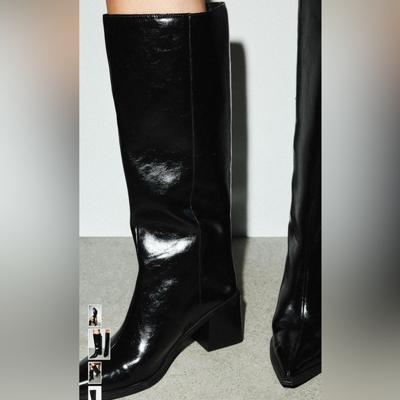 Zara Black High Shaft Heel Boots NWT SZ 7.5 - Picture 2 of 7